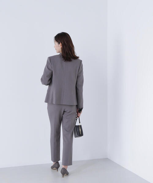 ◇ウーステッドライクツイル SETUP ノーカラージャケット（ノーカラー