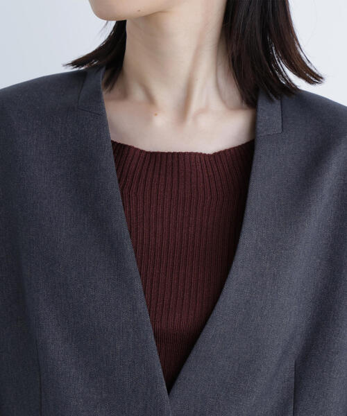 NATURAL BEAUTY BASIC（ナチュラルビューティーベーシック）の「◇ウーステッドライクツイル SETUP ノーカラージャケット（ノーカラージャケット・レディース・グレー/チャコールグレー/ブラウン・SMALL/MEDIUM/LARGE）」の22枚目の写真