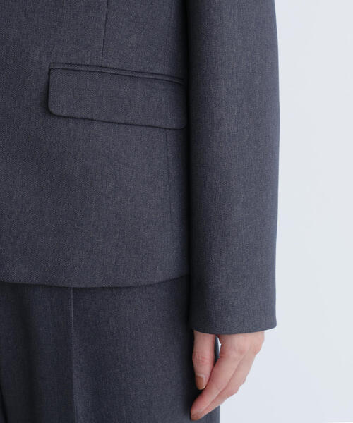 ◇ウーステッドライクツイル SETUP ノーカラージャケット（ノーカラー