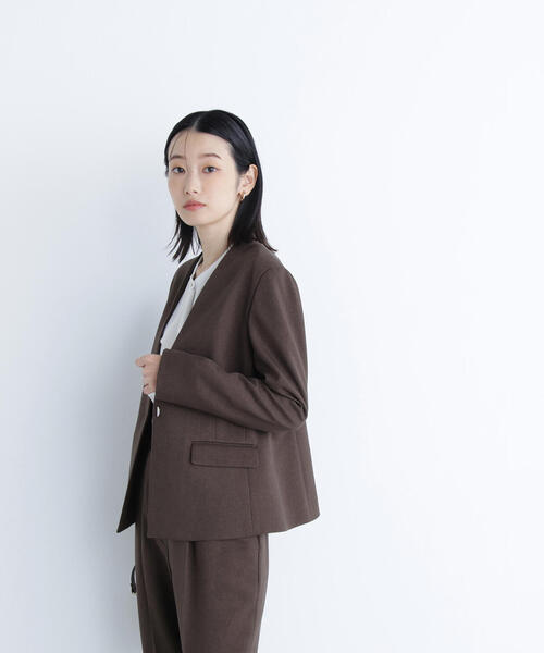 ◇ウーステッドライクツイル SETUP ノーカラージャケット（ノー