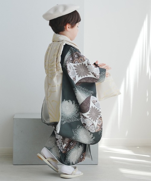 七五三3歳用被布コートセット 男の子 ひよこ商店 ベージュ金彩