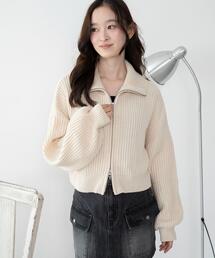 WEGO/ダブルジップショートニットブルゾン