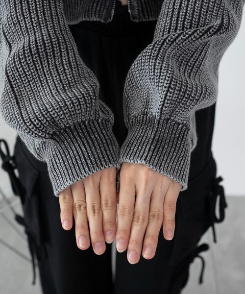 セール】WEGO/【25年秋冬新作】ダブルジップショートニットブルゾン