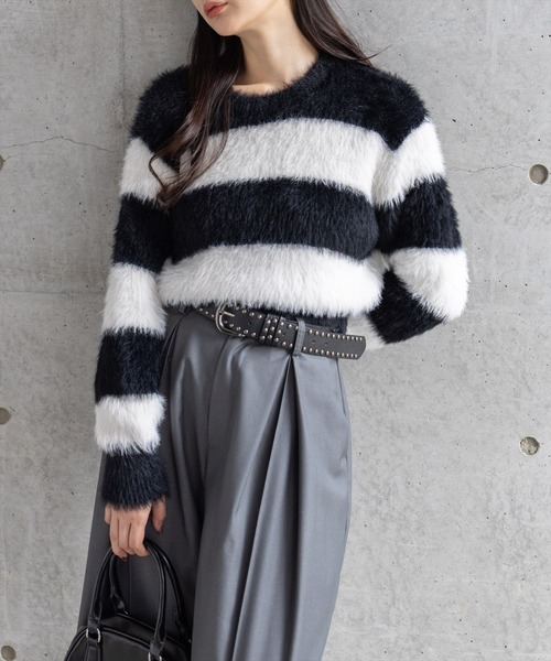 clear（クリア）の「スタッズベルト［Y2K カジュアル 着回し力抜群］（ベルト・レディース・ブラック/オフホワイト・F）」の7枚目の写真