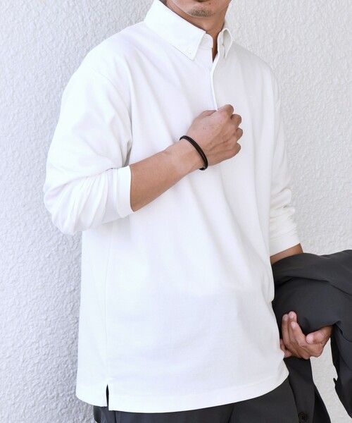 SHIPS any（シップス エニィ）の「SHIPS any:〈抗菌防臭/遮熱/UVカット機能等〉マルチファンクション 鹿の子 ロングスリーブ ポロシャツ◆（ポロシャツ・メンズ・ブラック/ホワイト/ダークグレー/ネイビー・MEDIUM/SMALL/X-LARGE/LARGE）」の2枚目の写真