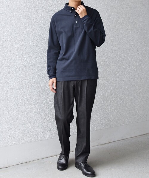 SHIPS any（シップス エニィ）の「SHIPS any:〈抗菌防臭/遮熱/UVカット機能等〉マルチファンクション 鹿の子 ロングスリーブ ポロシャツ◆（ポロシャツ・メンズ・ブラック/ホワイト/ダークグレー/ネイビー・MEDIUM/SMALL/X-LARGE/LARGE）」の5枚目の写真