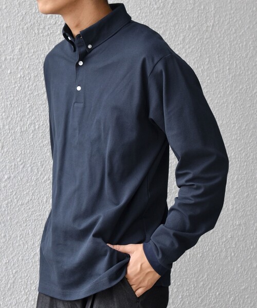 SHIPS any（シップス エニィ）の「SHIPS any:〈抗菌防臭/遮熱/UVカット機能等〉マルチファンクション 鹿の子 ロングスリーブ ポロシャツ◆（ポロシャツ・メンズ・ブラック/ホワイト/ダークグレー/ネイビー・MEDIUM/SMALL/X-LARGE/LARGE）」の8枚目の写真