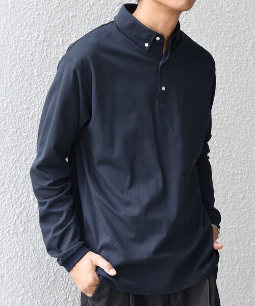 SHIPS any（シップス エニィ）の「SHIPS any:〈抗菌防臭/遮熱/UVカット機能等〉マルチファンクション 鹿の子 ロングスリーブ ポロシャツ◆（ポロシャツ・メンズ・ブラック/ホワイト/ダークグレー/ネイビー・MEDIUM/SMALL/X-LARGE/LARGE）」の9枚目の写真