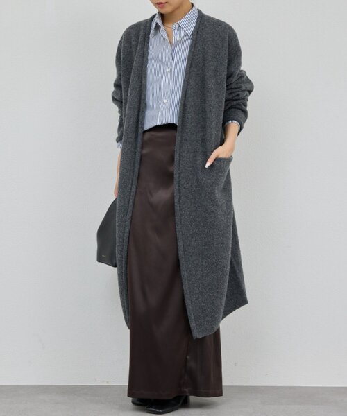 GALLARDAGALANTE（ガリャルダガランテ）の「【WALANCE】ウールロングカーディガン／別注（カーディガン/ボレロ・レディース・チャコールグレー/ベージュ・FREE）」の3枚目の写真
