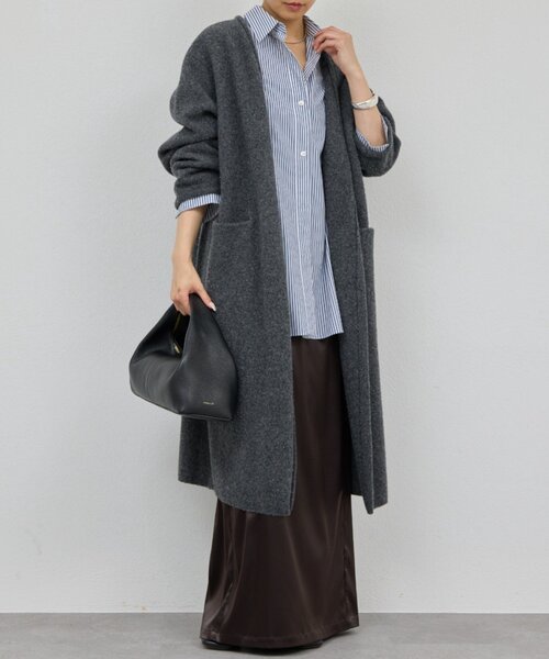 GALLARDAGALANTE（ガリャルダガランテ）の「【WALANCE】ウールロングカーディガン／別注（カーディガン/ボレロ・レディース・チャコールグレー/ベージュ・FREE）」の4枚目の写真