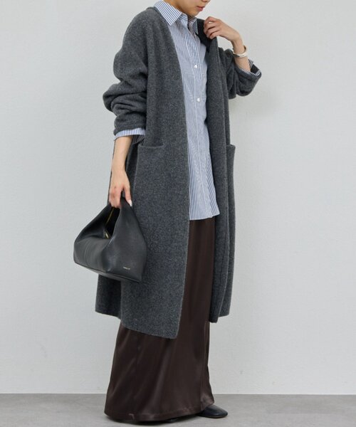 GALLARDAGALANTE（ガリャルダガランテ）の「【WALANCE】ウールロングカーディガン／別注（カーディガン/ボレロ・レディース・チャコールグレー/ベージュ・FREE）」の5枚目の写真