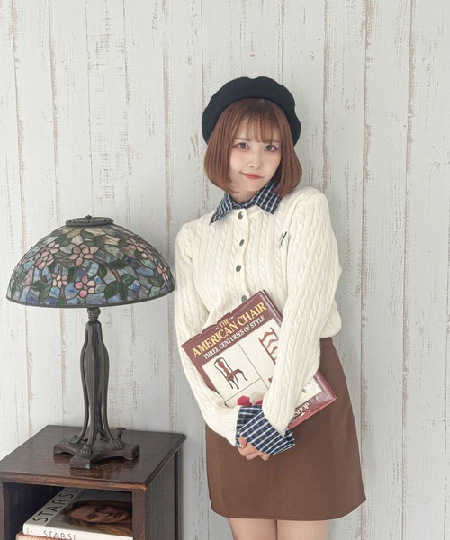 襟付き刺繍ニット セーター 花柄 古着 ヴィンテージ ホワイト セール】お花刺繍ニット（ニット/セーター）｜Another Branch olive