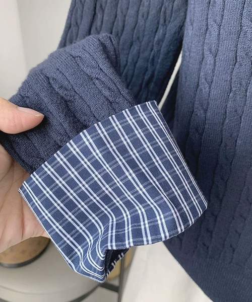 frunco(フランコ)の「チェック襟付きワンポイント刺繍ニット(ニット/セーター・レディース・ホワイト/ネイビー・FREE)」の13枚目の写真