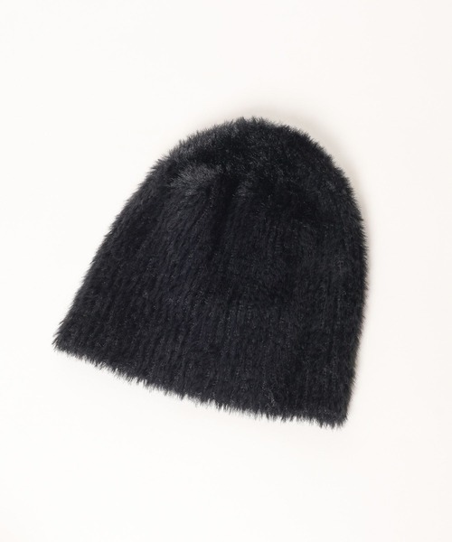 BAYFLOW（ベイフロー）の「[柔らかな肌触り]シャギービーニー（ニットキャップ/ビーニー・レディース・ブラック/グレイッシュベージュ・FREE）」の3枚目の写真
