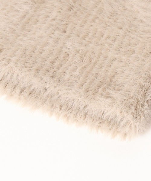 BAYFLOW（ベイフロー）の「[柔らかな肌触り]シャギービーニー（ニットキャップ/ビーニー・レディース・ブラック/グレイッシュベージュ・FREE）」の5枚目の写真