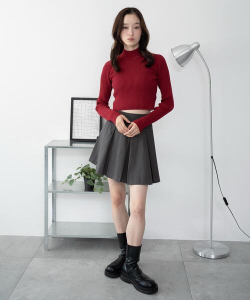 WEGO（ウィゴー）の「WEGO/リブハイネックショートニット（ニット/セーター・レディース・ブラック/グレー系その他/ホワイト系その他5/ホワイト/レッド・FREE）」の10枚目の写真