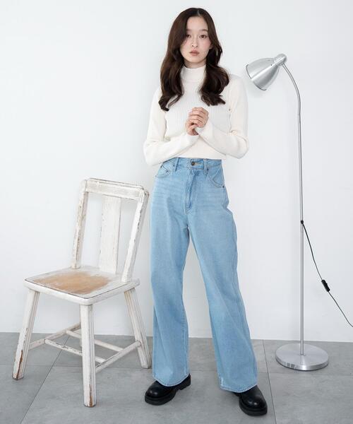 WEGO（ウィゴー）の「WEGO/リブハイネックショートニット（ニット/セーター・レディース・ブラック/グレー系その他/ホワイト系その他5/ホワイト/レッド・FREE）」の16枚目の写真