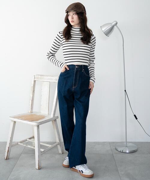 WEGO（ウィゴー）の「WEGO/リブハイネックショートニット（ニット/セーター・レディース・ブラック/グレー系その他/ホワイト系その他5/ホワイト/レッド・FREE）」の19枚目の写真