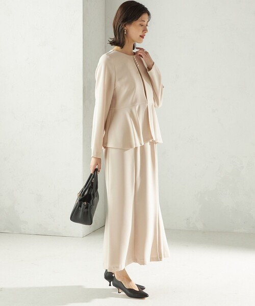 kaene（カエン）の「Kaene:フレア ジャケット ワンピース（セレモニー対応可）（ワンピース・レディース・ベージュ/ブラック・38）」の4枚目の写真