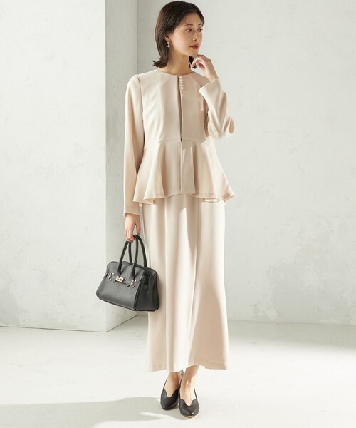 kaene（カエン）の「Kaene:フレア ジャケット ワンピース（セレモニー対応可）（ワンピース・レディース・ベージュ/ブラック・38）」の5枚目の写真