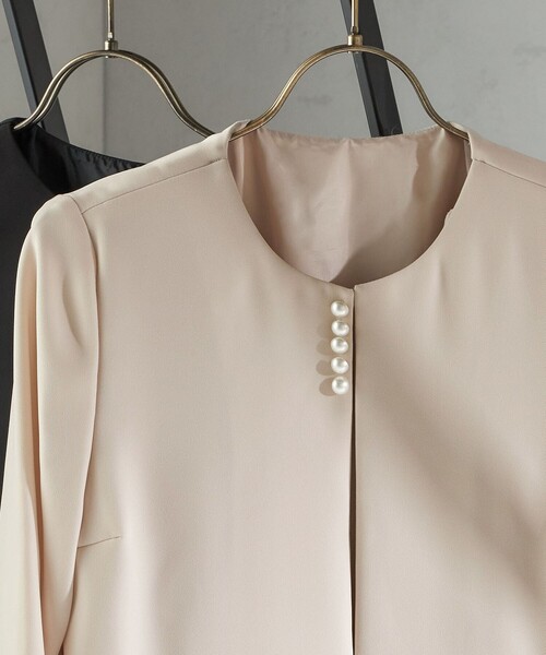 kaene（カエン）の「Kaene:フレア ジャケット ワンピース（セレモニー対応可）（ワンピース・レディース・ベージュ/ブラック・38）」の8枚目の写真