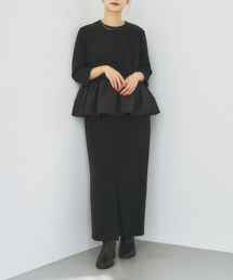 ダブルクロスレオパードペプラムワンピース