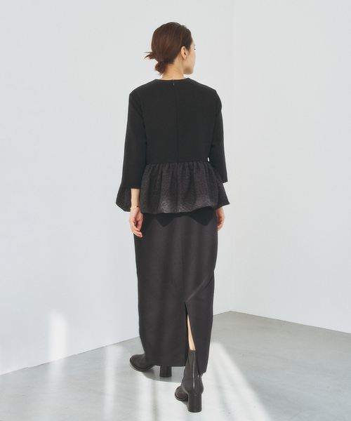 HARDY NOIR（アルディーノアール）の「ダブルクロスレオパードペプラムワンピース（ワンピース・レディース・ブラック・38/36）」の2枚目の写真