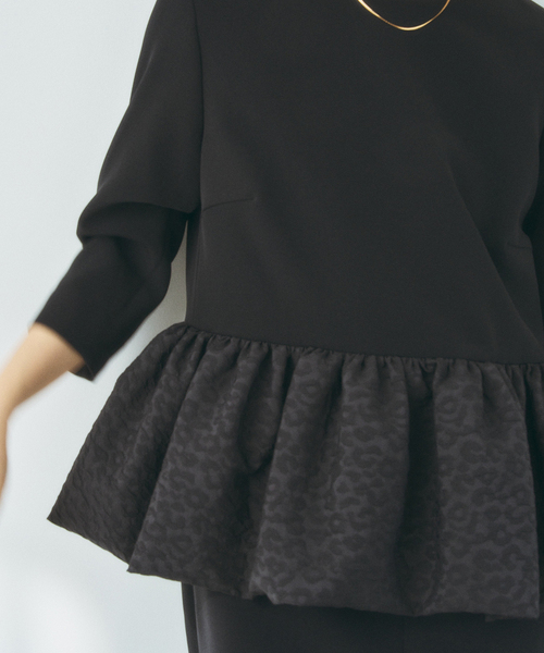 HARDY NOIR（アルディーノアール）の「ダブルクロスレオパードペプラムワンピース（ワンピース・レディース・ブラック・38/36）」の4枚目の写真