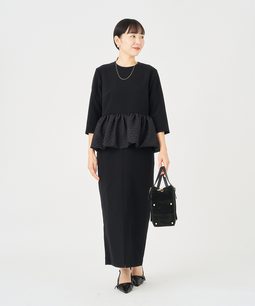 HARDY NOIR（アルディーノアール）の「ダブルクロスレオパードペプラムワンピース（ワンピース・レディース・ブラック・38/36）」の6枚目の写真