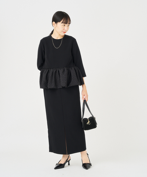 HARDY NOIR（アルディーノアール）の「ダブルクロスレオパードペプラムワンピース（ワンピース・レディース・ブラック・38/36）」の7枚目の写真