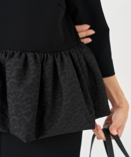 HARDY NOIR（アルディーノアール）の「ダブルクロスレオパードペプラムワンピース（ワンピース・レディース・ブラック・38/36）」の11枚目の写真