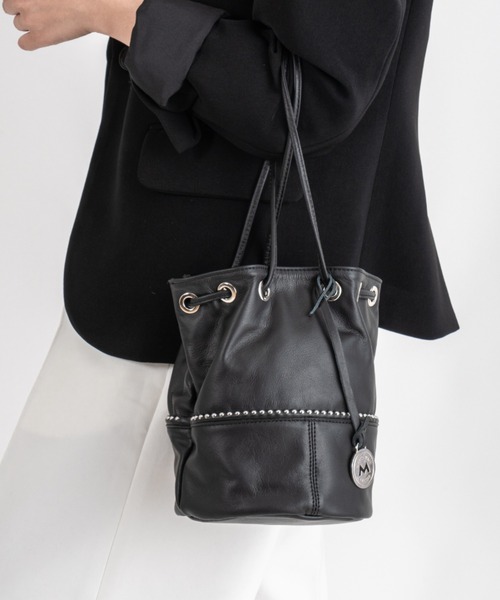 marco masi（マルコマージ）の「【MARCO MASI/マルコマージ】巾着 ショルダーバッグ バケツバッグ（ショルダーバッグ・レディース・ブラック/モカ/シルバー・FREE）」の9枚目の写真