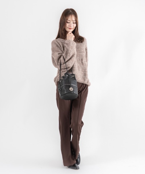 marco masi（マルコマージ）の「【MARCO MASI/マルコマージ】巾着 ショルダーバッグ バケツバッグ（ショルダーバッグ・レディース・ブラック/モカ/シルバー・FREE）」の7枚目の写真