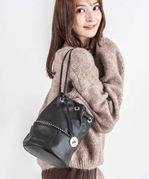 marco masi（マルコマージ）の「【MARCO MASI/マルコマージ】巾着 ショルダーバッグ バケツバッグ（ショルダーバッグ・レディース・ブラック/モカ/シルバー・FREE）」の4枚目の写真