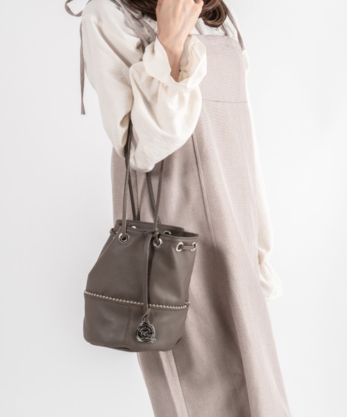 marco masi（マルコマージ）の「【MARCO MASI/マルコマージ】巾着 ショルダーバッグ バケツバッグ（ショルダーバッグ・レディース・ブラック/モカ/シルバー・FREE）」の14枚目の写真