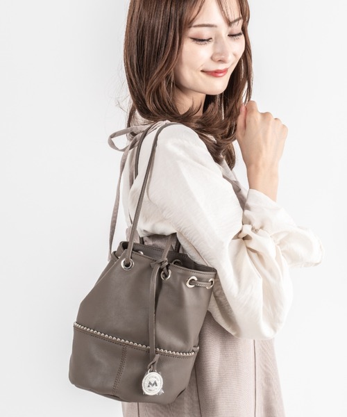 marco masi（マルコマージ）の「【MARCO MASI/マルコマージ】巾着 ショルダーバッグ バケツバッグ（ショルダーバッグ・レディース・ブラック/モカ/シルバー・FREE）」の12枚目の写真