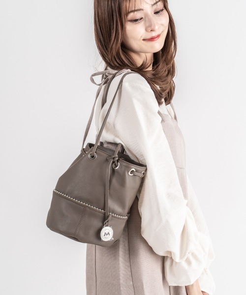 marco masi（マルコマージ）の「【MARCO MASI/マルコマージ】巾着 ショルダーバッグ バケツバッグ（ショルダーバッグ・レディース・ブラック/モカ/シルバー・FREE）」の13枚目の写真