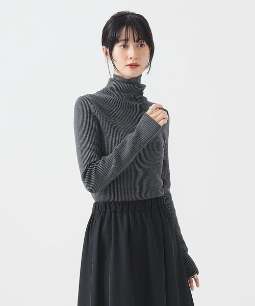 B:MING by BEAMS(ビーミングバイビームス)の「配色 リブ プルオーバー (手洗い可)(ニット/セーター・レディース・グレー/オレンジ/ブルー・ONE SIZE)」の1枚目の写真