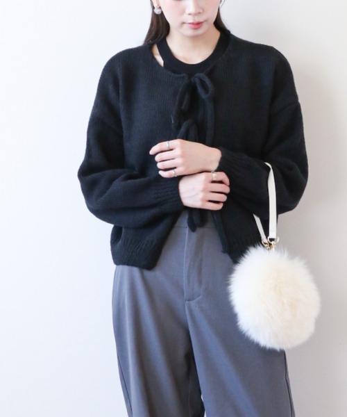 gossip!ロサンゼルス(ゴシップロサンゼルス)の「フロントストリング リラクシーカーディガン(カーディガン/ボレロ・レディース・グレー/ピンク/アイボリー/ブラック・FREE)」の17枚目の写真