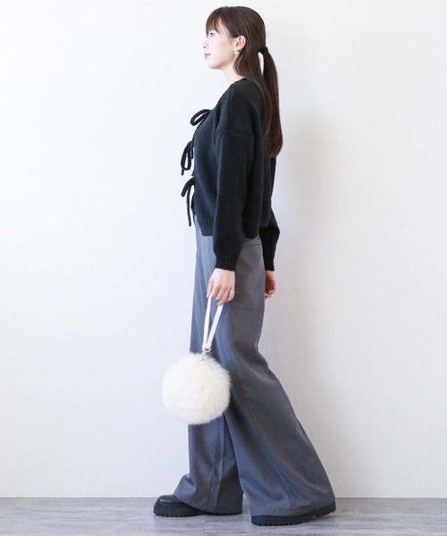 gossip!ロサンゼルス(ゴシップロサンゼルス)の「フロントストリング リラクシーカーディガン(カーディガン/ボレロ・レディース・グレー/ピンク/アイボリー/ブラック・FREE)」の19枚目の写真