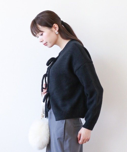 gossip!ロサンゼルス(ゴシップロサンゼルス)の「フロントストリング リラクシーカーディガン(カーディガン/ボレロ・レディース・グレー/ピンク/アイボリー/ブラック・FREE)」の20枚目の写真