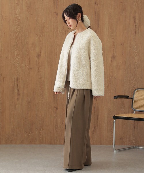 SUWDEE（スーディー）の「boa zip up short blouson（ブルゾン・レディース・アイボリー/グレー・FREE）」の6枚目の写真