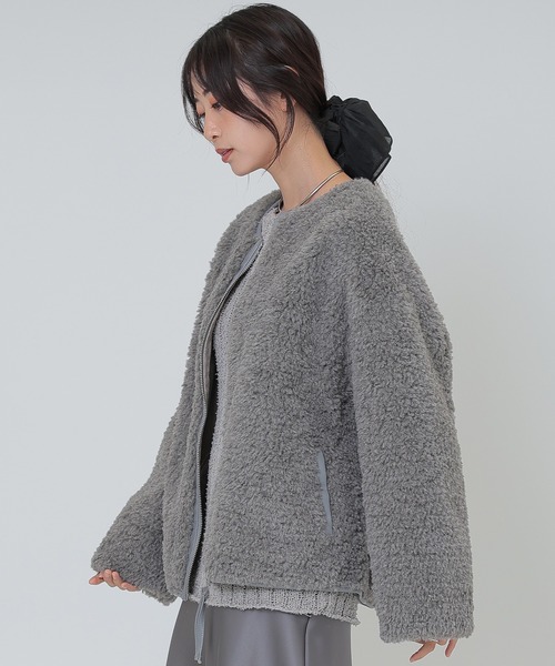 SUWDEE（スーディー）の「boa zip up short blouson（ブルゾン・レディース・アイボリー/グレー・FREE）」の10枚目の写真