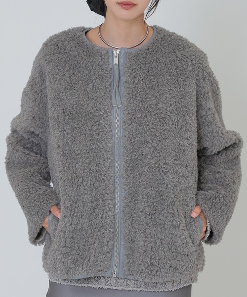 SUWDEE（スーディー）の「boa zip up short blouson（ブルゾン・レディース・アイボリー/グレー・FREE）」の11枚目の写真