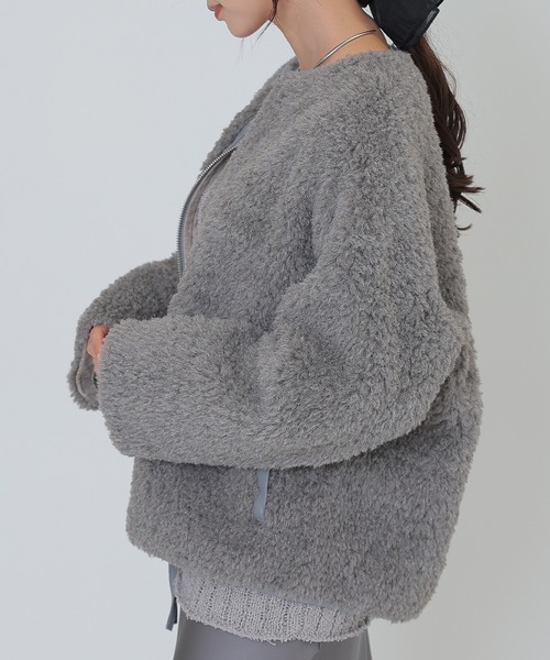 SUWDEE（スーディー）の「boa zip up short blouson（ブルゾン・レディース・アイボリー/グレー・FREE）」の12枚目の写真