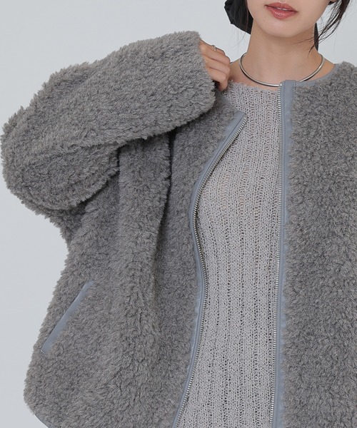 SUWDEE（スーディー）の「boa zip up short blouson（ブルゾン・レディース・アイボリー/グレー・FREE）」の14枚目の写真
