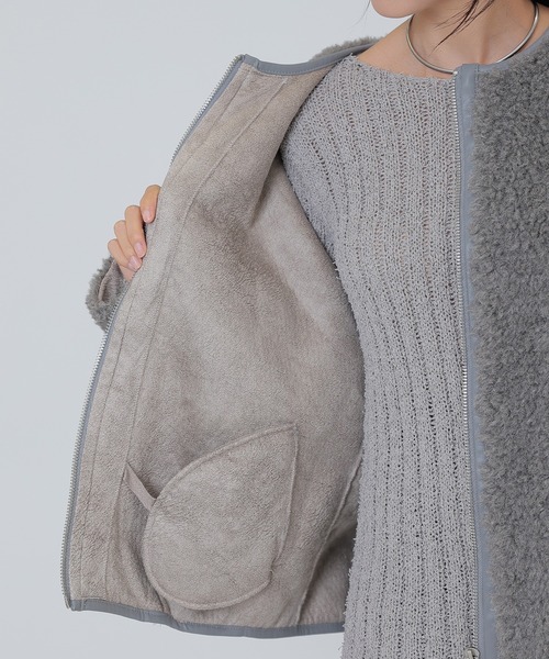 SUWDEE（スーディー）の「boa zip up short blouson（ブルゾン・レディース・アイボリー/グレー・FREE）」の15枚目の写真