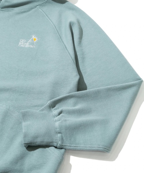 go slow caravan（ゴースローキャラバン）の「空紡糸裏毛 フードLOGO刺繍プルパーカー（パーカー・メンズ・ブラック/ミント/タン・MEDIUM/LARGE/X-LARGE）」の6枚目の写真