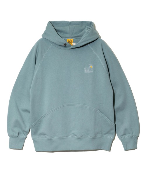 go slow caravan（ゴースローキャラバン）の「空紡糸裏毛 フードLOGO刺繍プルパーカー（パーカー・メンズ・ブラック/ミント/タン・MEDIUM/LARGE/X-LARGE）」の9枚目の写真