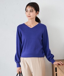 a.v.v | 【洗える/雑誌InRed(宝島社)11月号掲載】Vネック美ラクるパフスリーブニット(ニット/セーター)